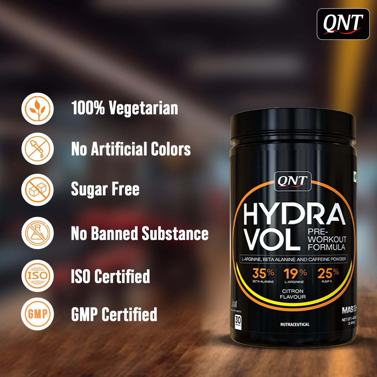 QNT Hydravol Pre-Workout Supplement | 400g | Pasteque | Instant Energy & Quick Muscle Pump | Beta-Alanine & Caffeine For Enhanced Focus & Muscle Strength