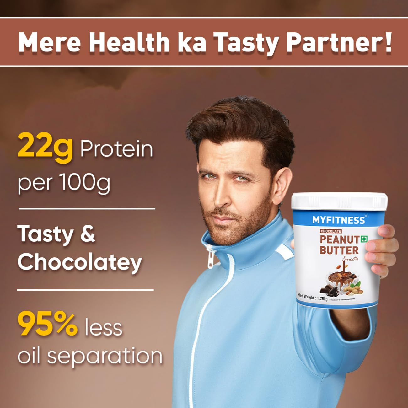 MYFITNESS Peanut Butter Chocolate Spread Smooth 1.25kg | 22g Protein & 6g Fiber | Tasty & Healthy Nut Butter Spread for Breakfast, Snacks | Cholesterol Free | Zero Trans Fat | Creamy Peanut Butter