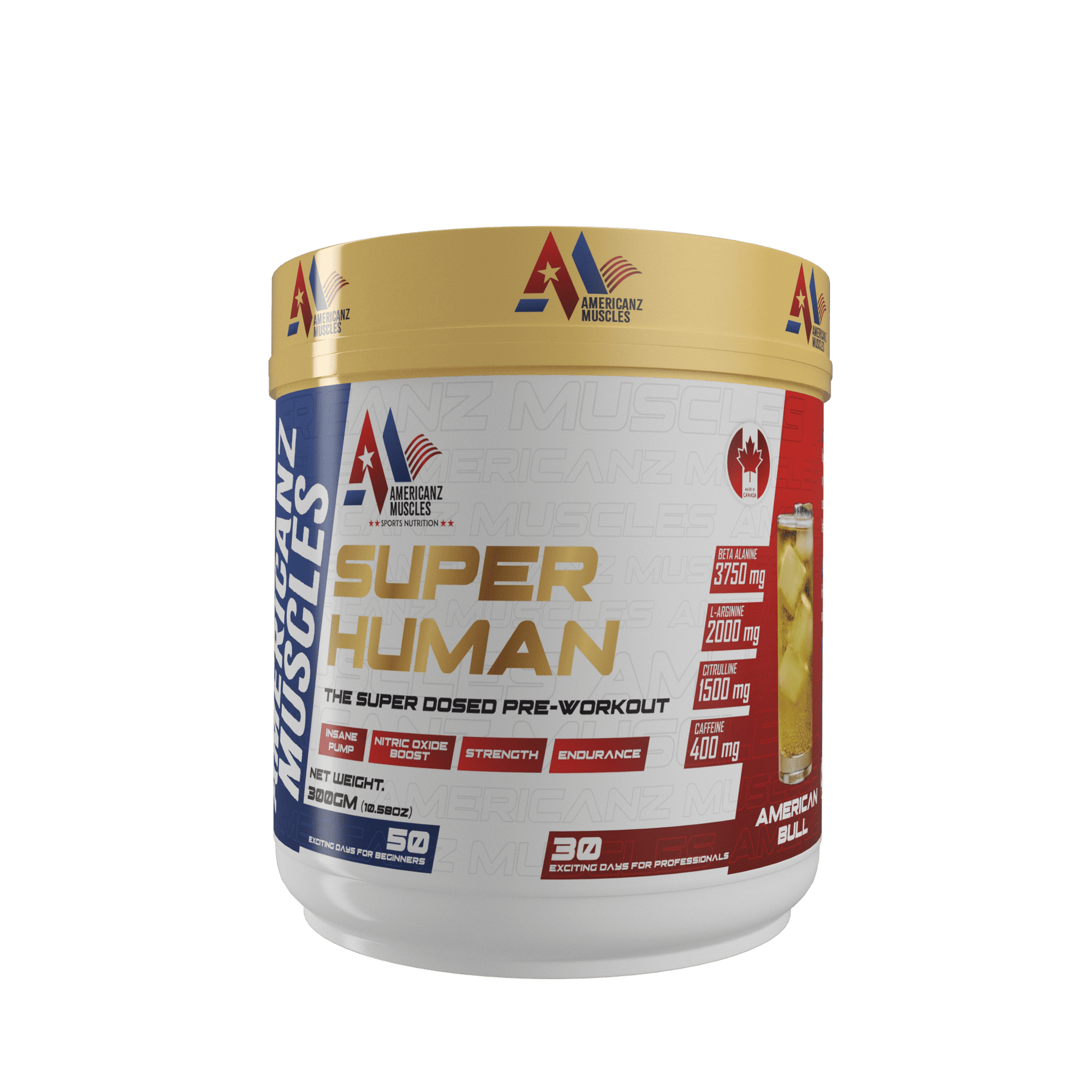 Americanz Muscles Super Human Pre - Workout 50 Serving , AMERICAN BULL - SK Supplement