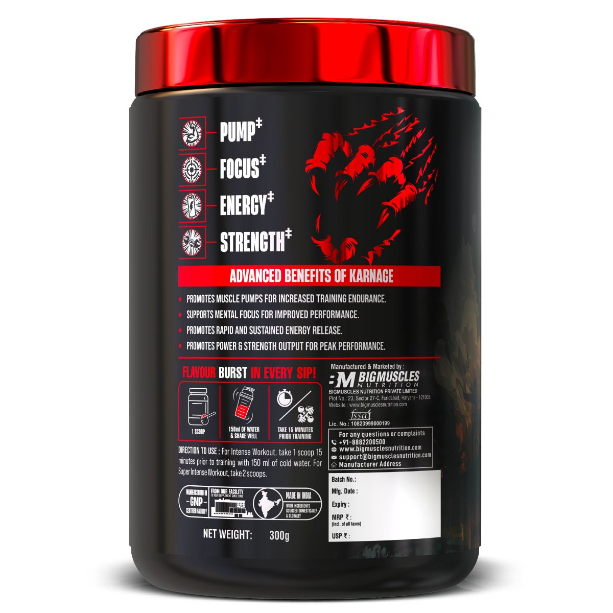 Bigmuscles Nutrition Karnage Pre workout - SK Supplement