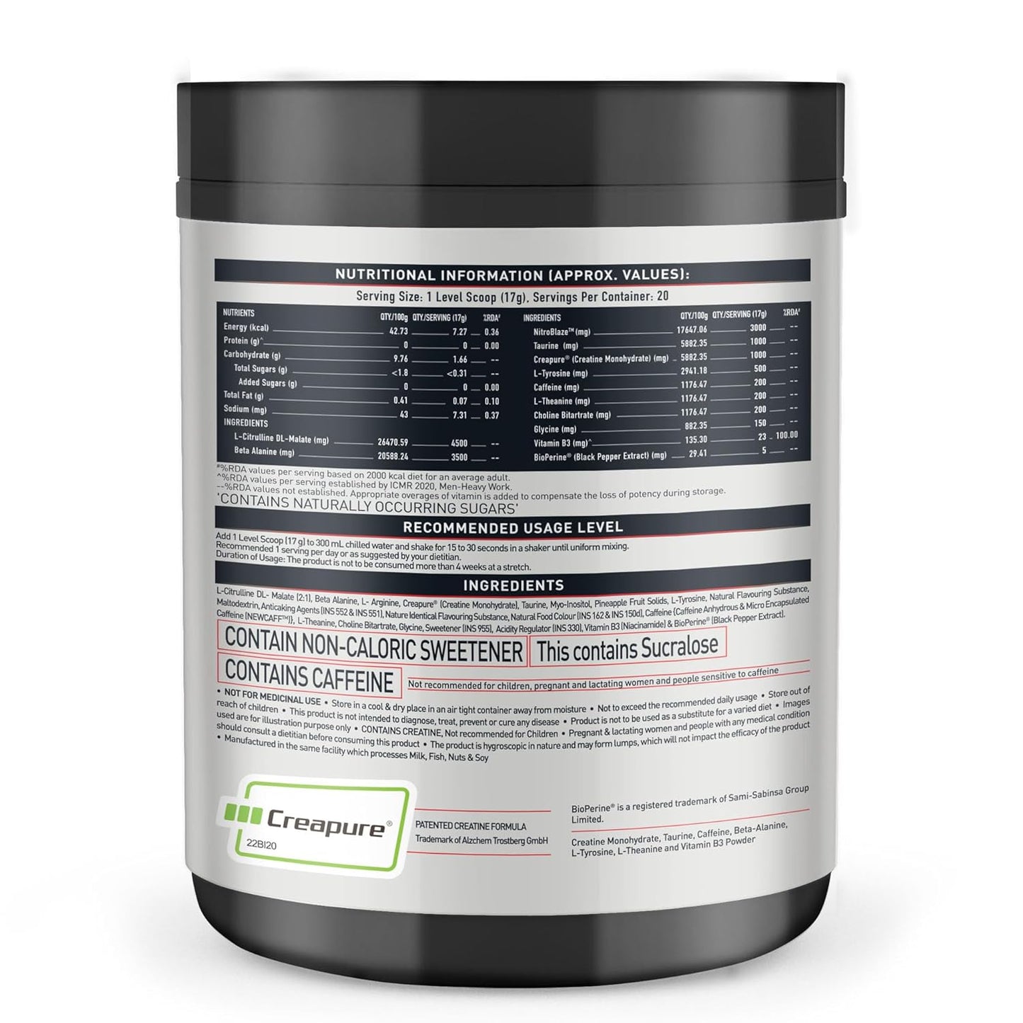 MuscleBlaze Wrathx Pre - Workout - 340 gm (0.74 Lb), - SK Supplement