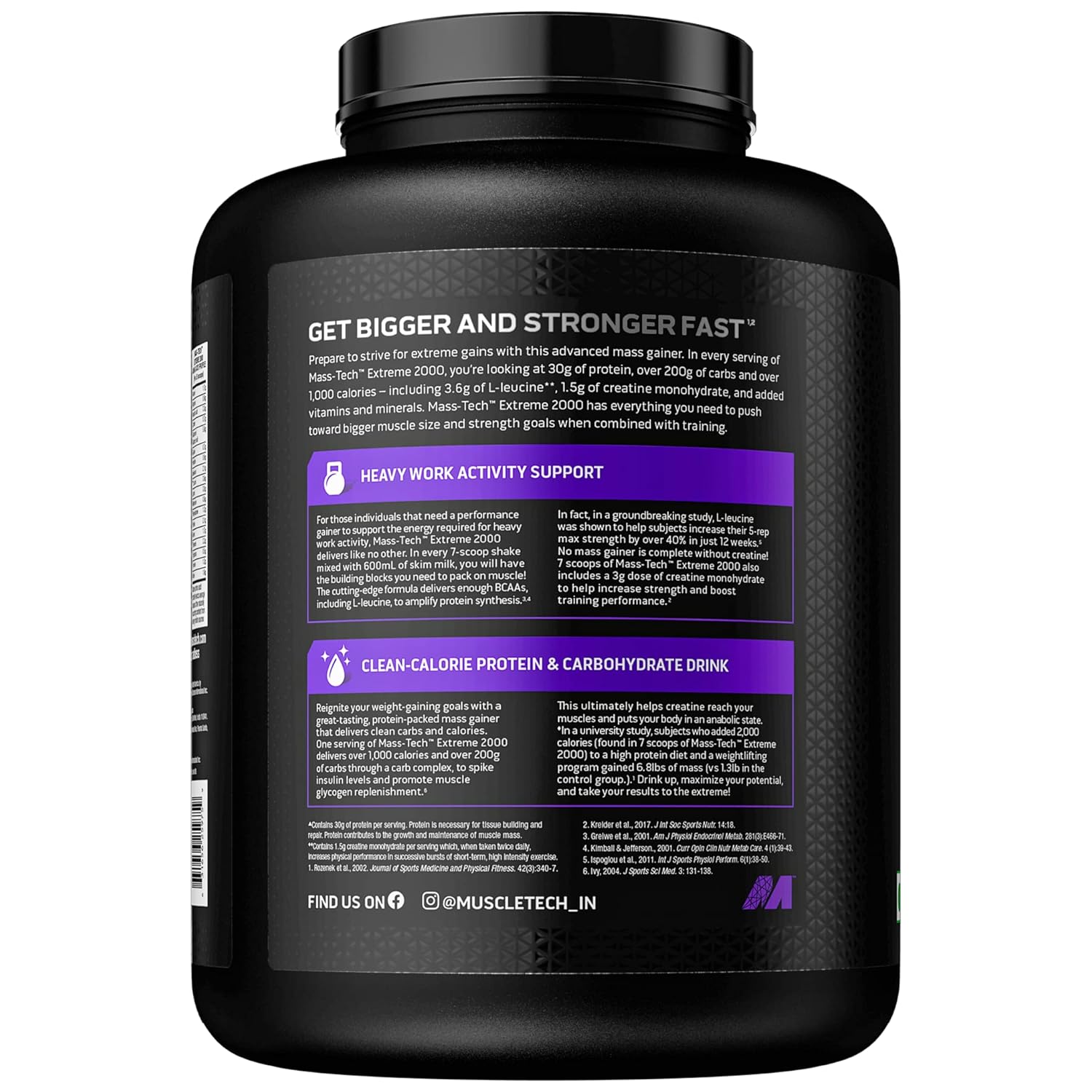 Muscletech Mass Tech Extreme 2000 High Protein Food For Weight Gain Weight Gainers/Mass Gainers (3 kg, Triple Chocolate Brownie) - SK Supplement