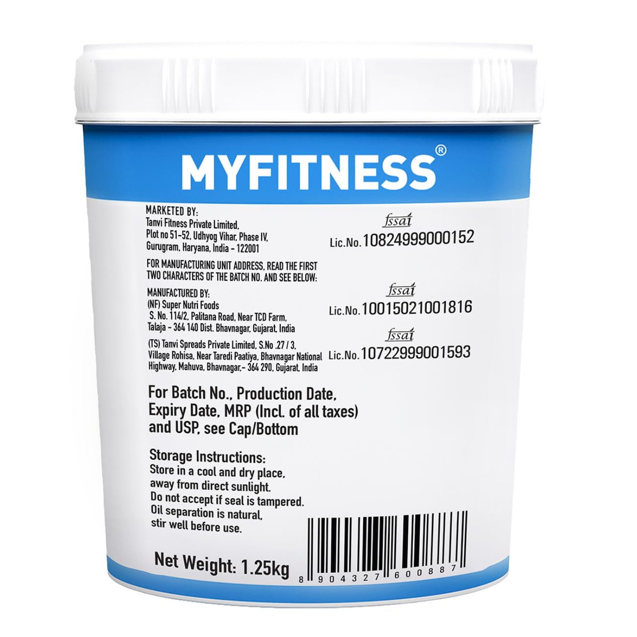 MYFITNESS Peanut Butter Chocolate Spread Crunchy 1.25kg | 23g Protein & 9g Fiber | Tasty & Healthy Nut Butter Spread for Breakfast & Snacks | Cholesterol Free | Zero Trans Fat | Crunchy Peanut Butter - SK Supplement