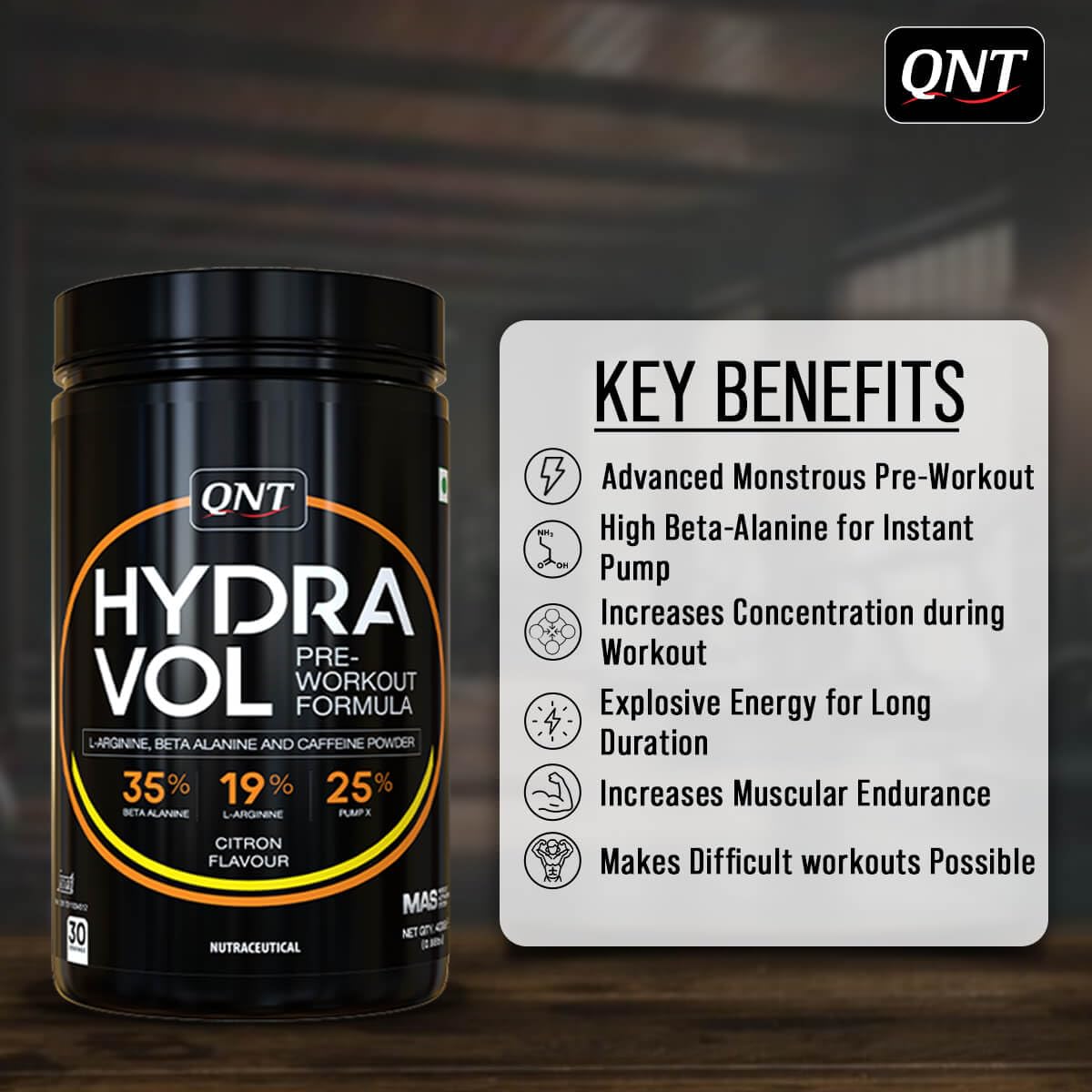 QNT Hydravol Pre - Workout Supplement | 400g | Pasteque | Instant Energy & Quick Muscle Pump | Beta - Alanine & Caffeine For Enhanced Focus & Muscle Strength - SK Supplement