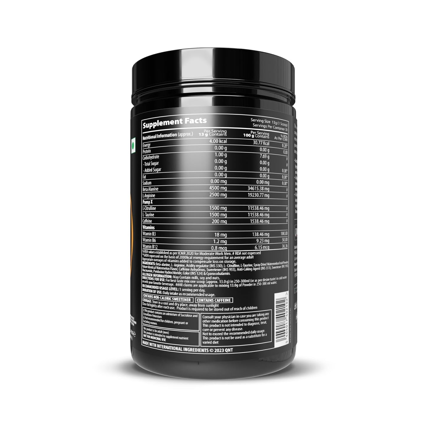 QNT Hydravol Pre - Workout Supplement | 400g | Pasteque | Instant Energy & Quick Muscle Pump | Beta - Alanine & Caffeine For Enhanced Focus & Muscle Strength - SK Supplement