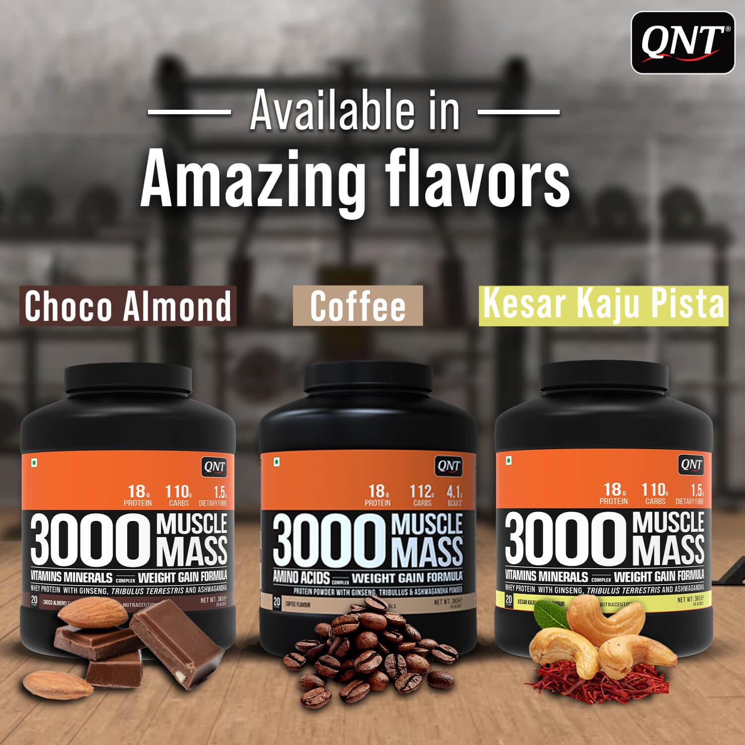 QNT Muscle Mass 3000 | Weight Gainer and Muscle Gainer Supplement | 3Kg | BELGIAN CHOCOLATE Flavour | 20 Servings (18g Protein, 1.5g Dietary Fibre, 110g Carbs) - SK Supplement