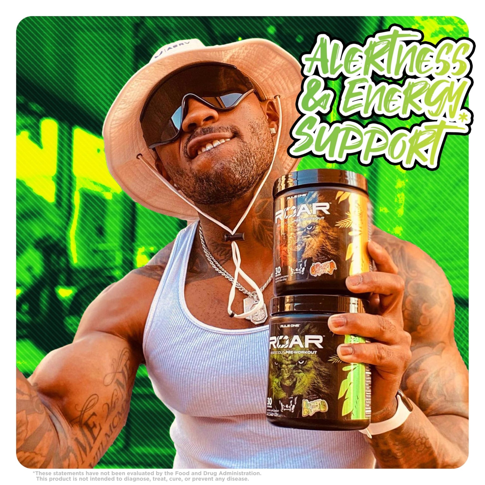 Rule 1 R1 Roar - Pre - Workout Powder with Creatine, Beta - Alanine, Citrulline, Electrolytes & Caffeine (Servings, Lemon Lime) - SK Supplement