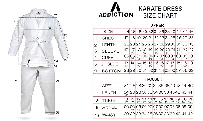 SK Karate Dress for Boys Girl Men women Martial Art Uniform White Top Pant with Karate Belt Set - SK Supplement