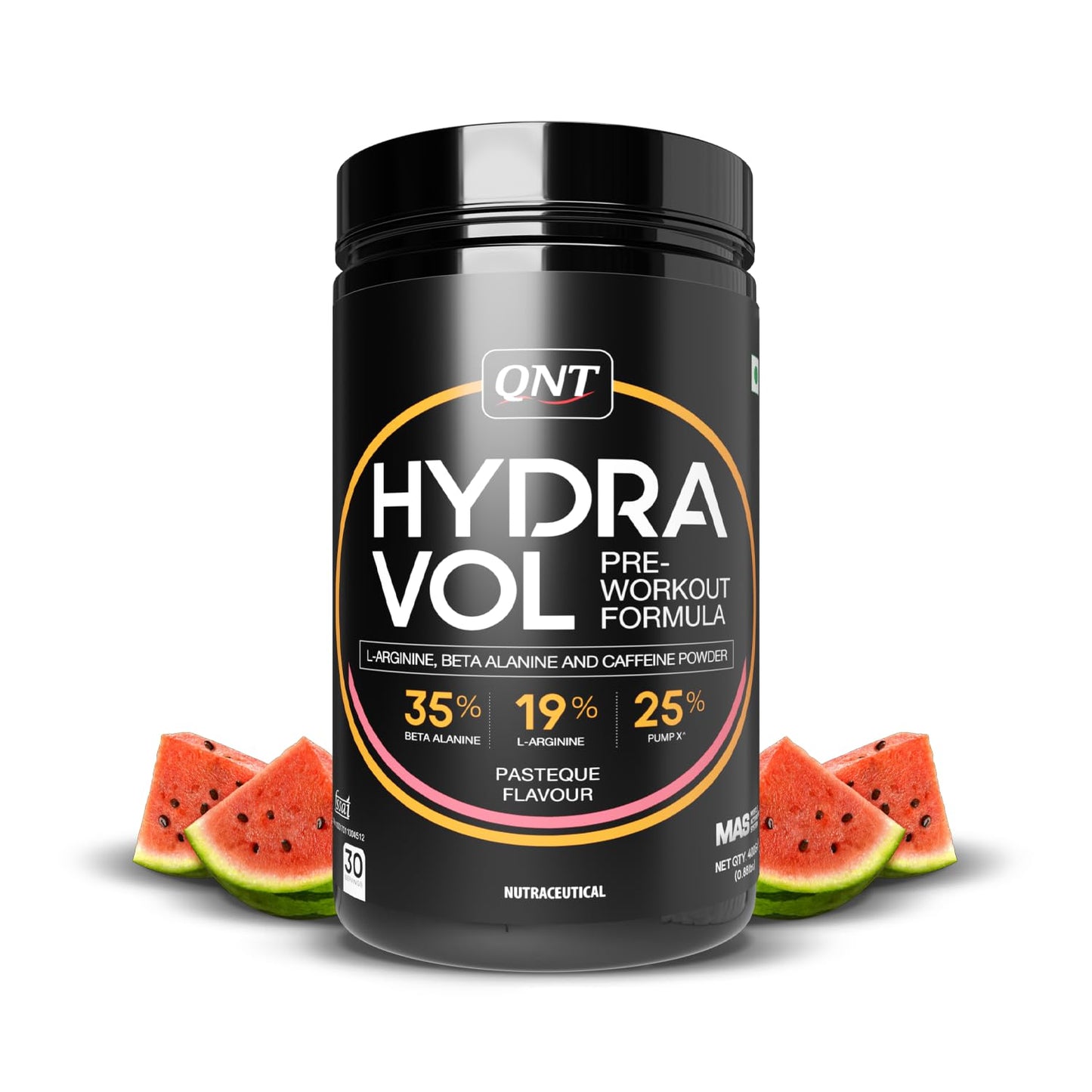 QNT Hydravol Pre-Workout Supplement | 400g | Pasteque | Instant Energy & Quick Muscle Pump | Beta-Alanine & Caffeine For Enhanced Focus & Muscle Strength