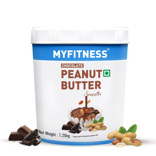 MYFITNESS Peanut Butter Chocolate Spread Smooth 1.25kg | 22g Protein & 6g Fiber | Tasty & Healthy Nut Butter Spread for Breakfast, Snacks | Cholesterol Free | Zero Trans Fat | Creamy Peanut Butter