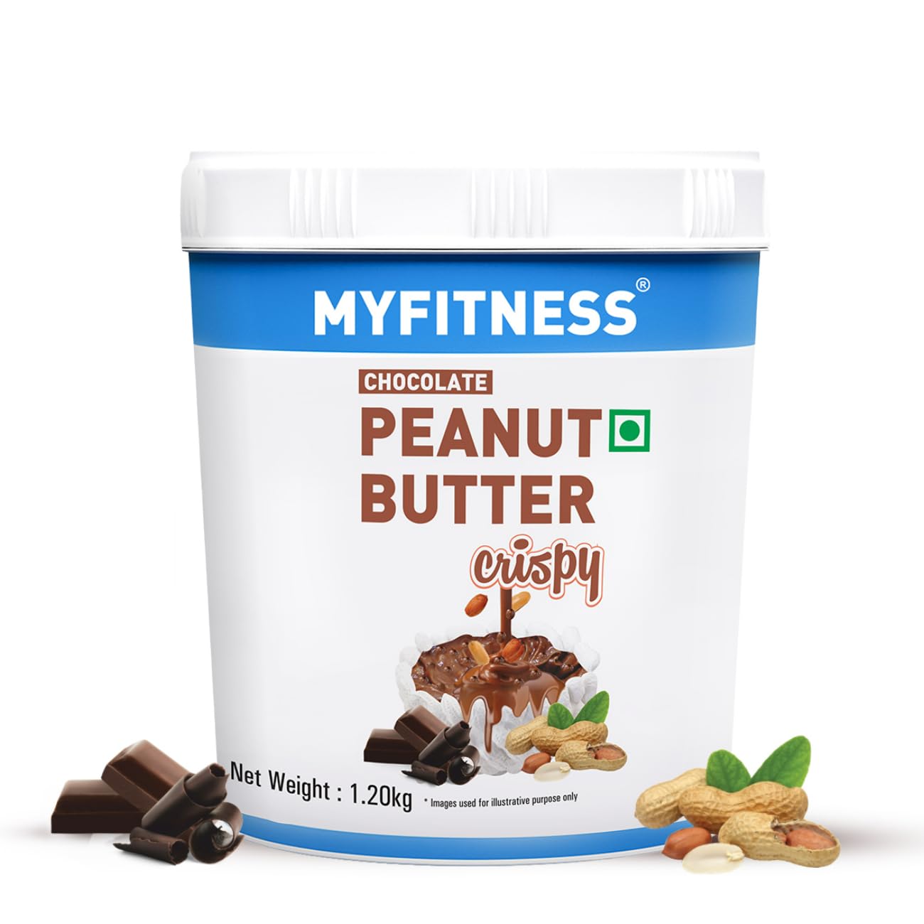 MYFITNESS Peanut Butter Chocolate Spread Crispy 1.2kg | 21g Protein & 8g Fiber | Tasty & Healthy Nut Butter Spread for Breakfast, Snacks | Cholesterol Free | Zero Trans Fat
