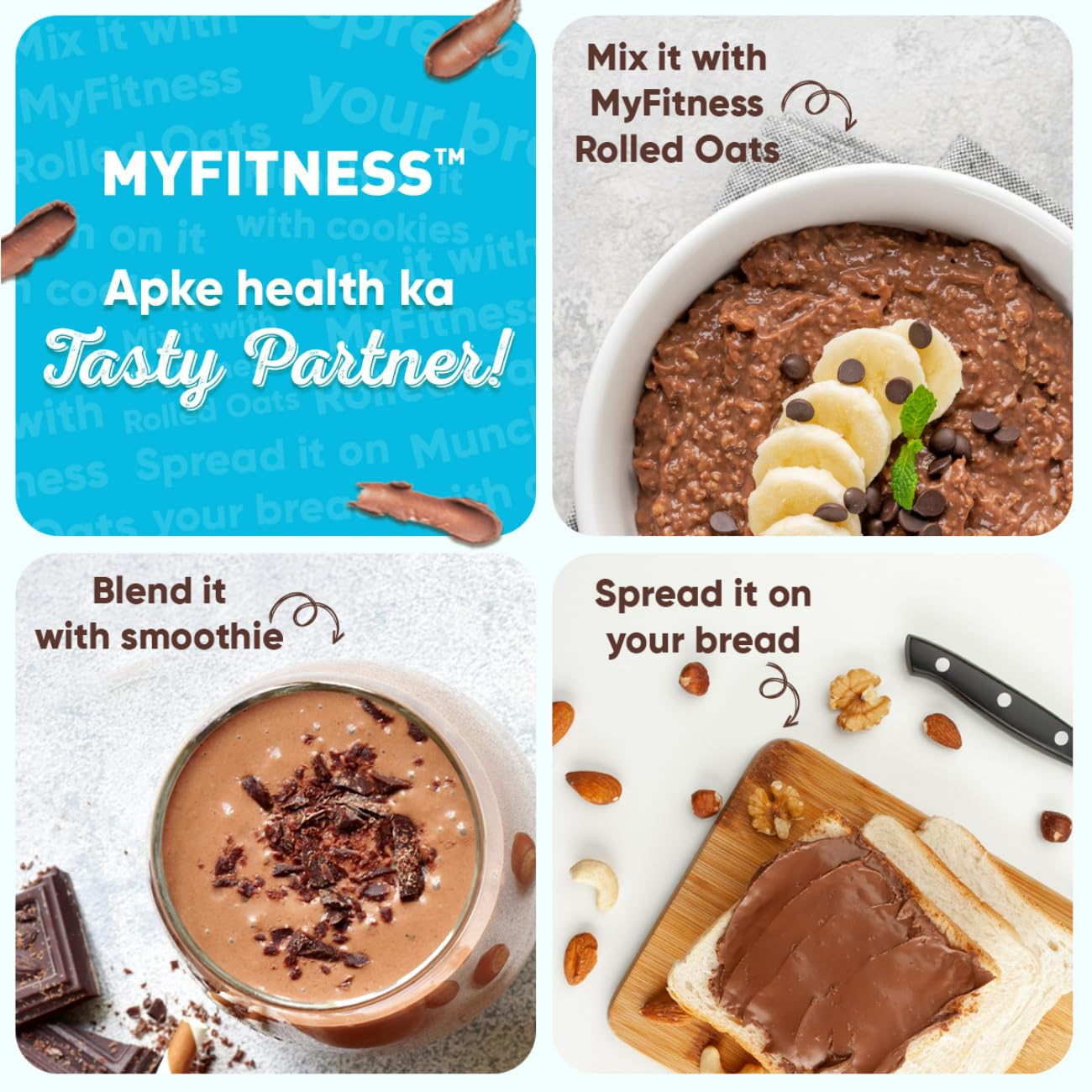 MYFITNESS Peanut Butter Chocolate Spread Crispy 1.2kg | 21g Protein & 8g Fiber | Tasty & Healthy Nut Butter Spread for Breakfast, Snacks | Cholesterol Free | Zero Trans Fat