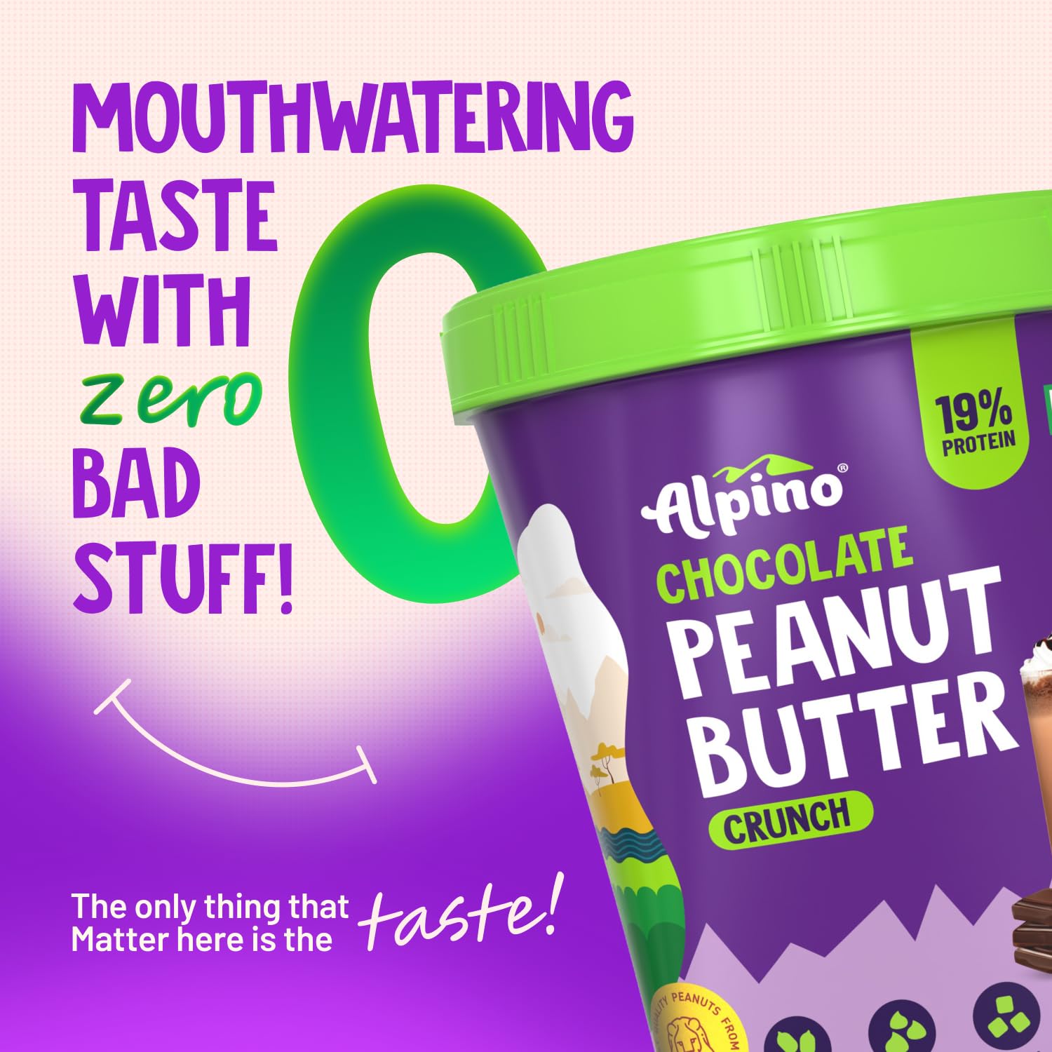 ALPINO Chocolate Peanut Butter Crunch 1kg - Roasted Peanuts, Chocolate Paste & Brown Sugar - 19% Protein, Source of Healthy Fats - SK Supplement
