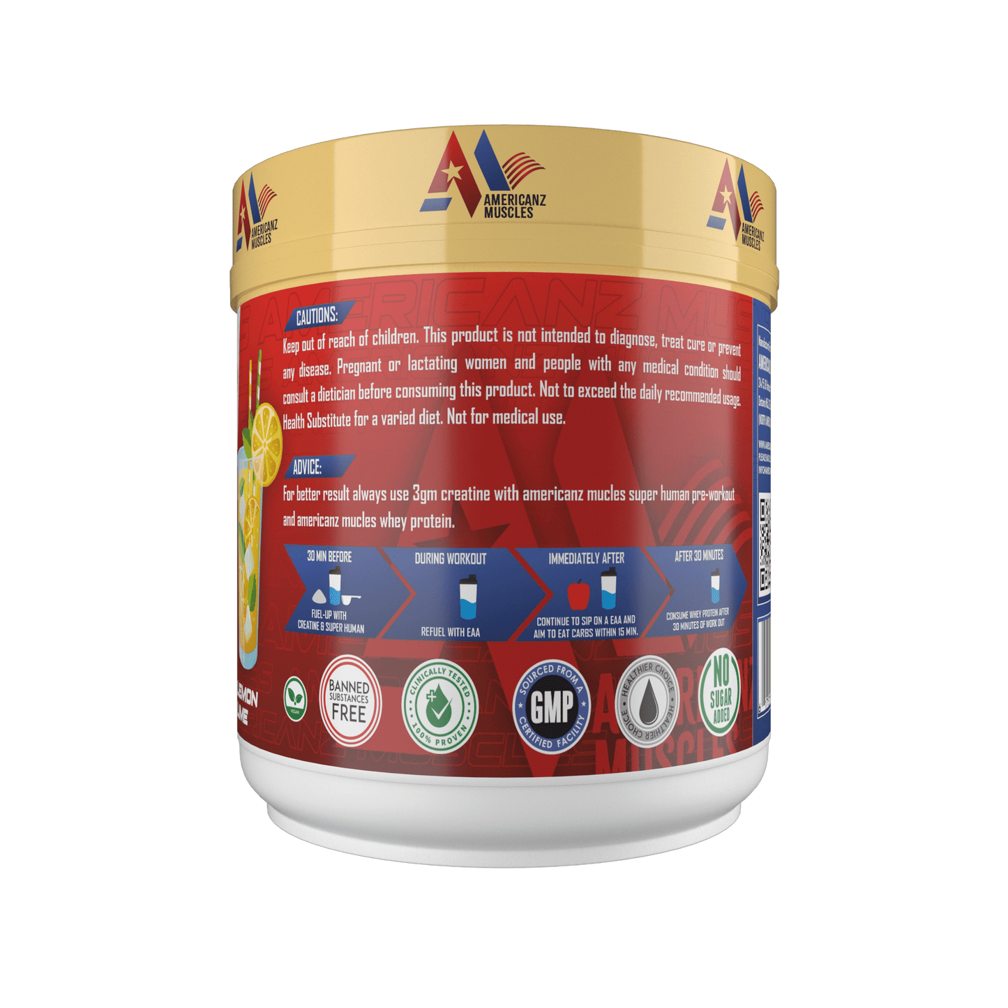 Americanz Muscles Super Human Pre - Workout 50 Serving , LEMON LIME - SK Supplement