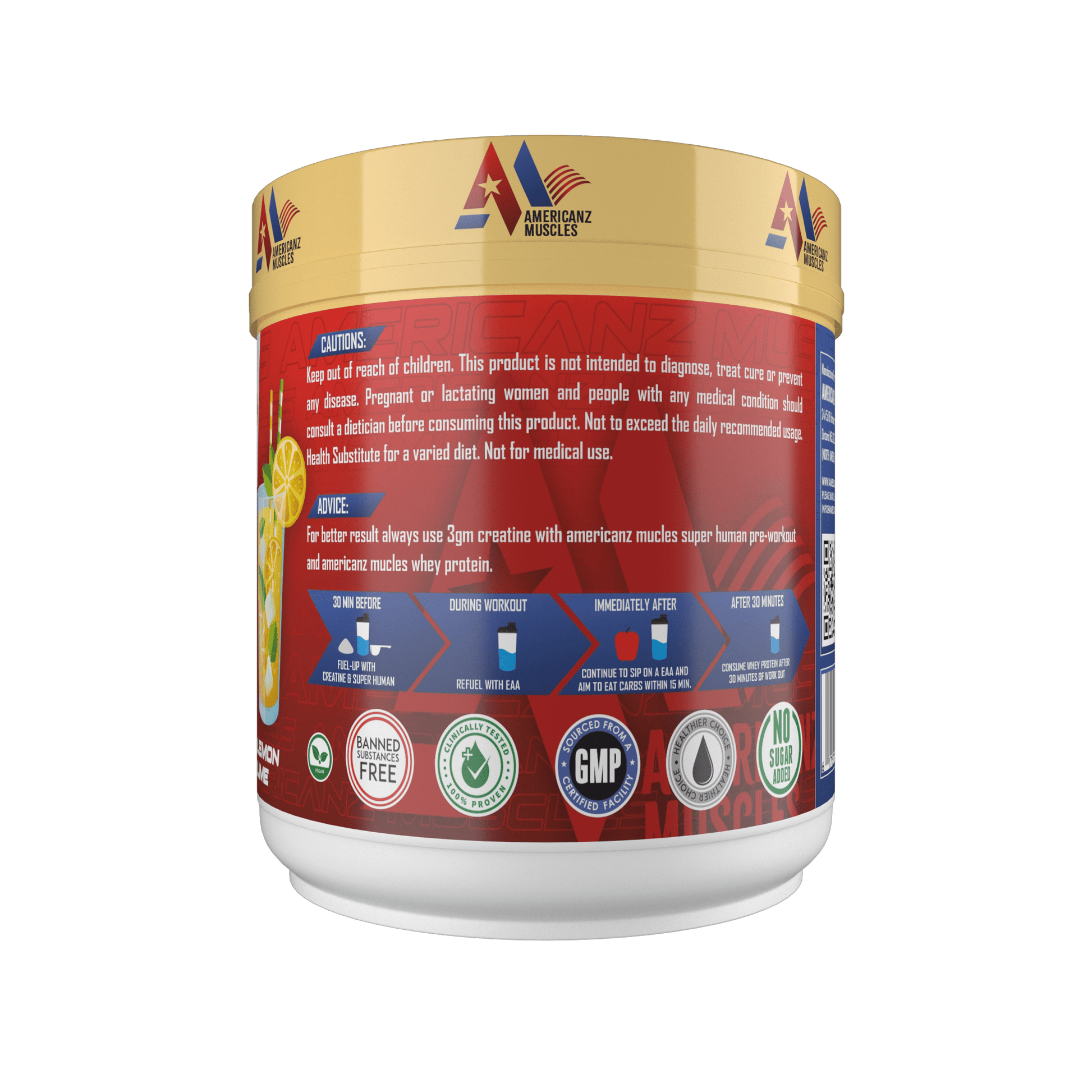 Americanz Muscles Super Human Pre - Workout 50 Serving , LEMON LIME - SK Supplement