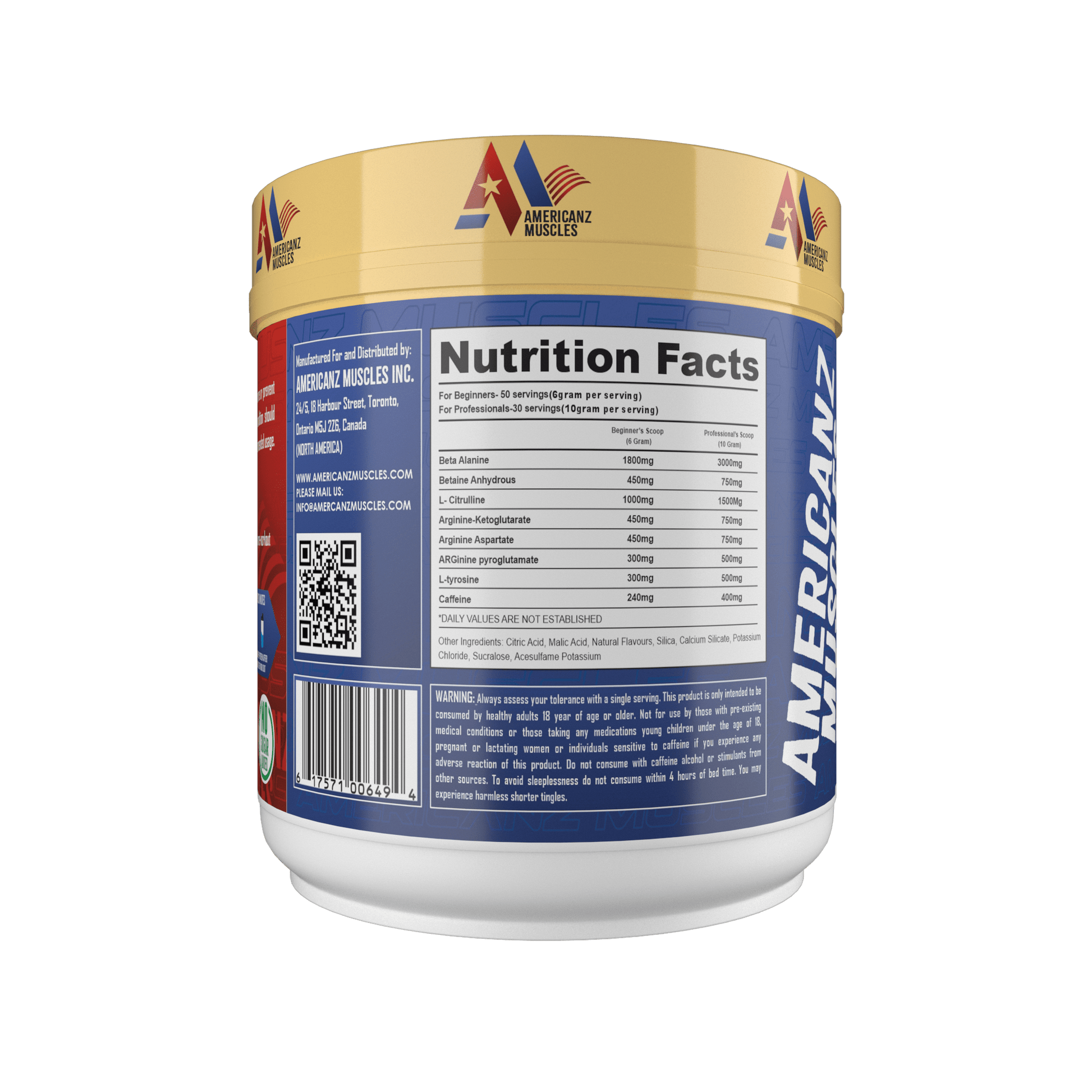 Americanz Muscles Super Human Pre - Workout 50 Serving , LEMON LIME - SK Supplement