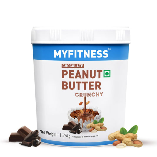 MYFITNESS Peanut Butter Chocolate Spread Crunchy 1.25kg | 23g Protein & 9g Fiber | Tasty & Healthy Nut Butter Spread for Breakfast & Snacks | Cholesterol Free | Zero Trans Fat | Crunchy Peanut Butter - SK Supplement