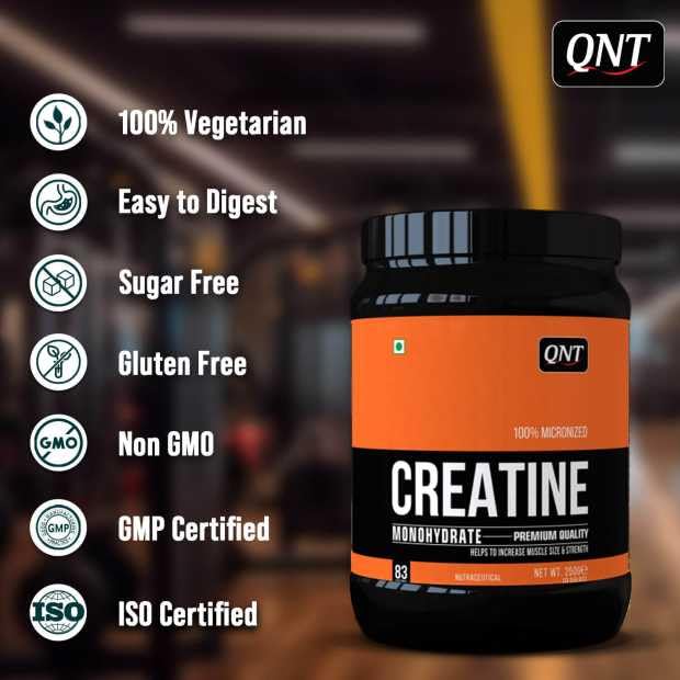 QNT Creatine Monohydrate | 90g | 30 Servings | 100% Pure & Micronized Powder | FSSAI - Tested | Enhanced Performance & Muscle Growth - SK Supplement