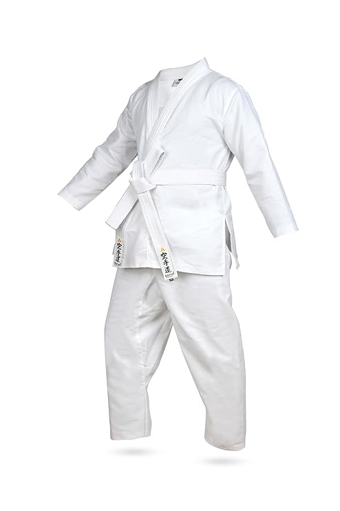 SK Karate Dress for Boys Girl Men women Martial Art Uniform White Top Pant with Karate Belt Set - SK Supplement
