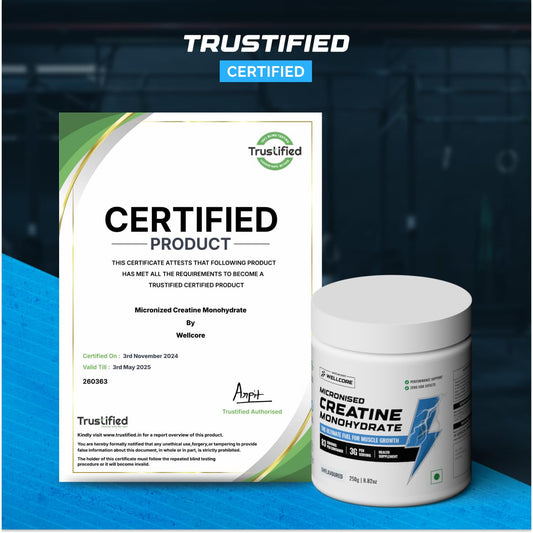 Wellcore - Pure Micronised Creatine Monohydrate | Unflavoured (250g, 83 Servings) | Rapid Absorption | Enhanced Muscle Strength & Power | Fast Recovery | Increased Muscle Mass - SK Supplement