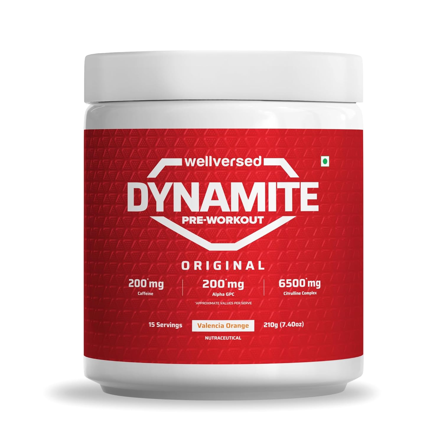 Wellversed Dynamite Pre - Workout (210g, 15 Servings)|Valencia Orange|Pre - Workout For Men & Women With 200mg Alpha GPC|200mg Caffeine|6500mg Citrulline Complex|1000mg Creatine, powder, 1 count - SK Supplement