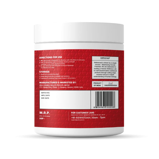 Wellversed Dynamite Pre - Workout (210g, 15 Servings)|Valencia Orange|Pre - Workout For Men & Women With 200mg Alpha GPC|200mg Caffeine|6500mg Citrulline Complex|1000mg Creatine, powder, 1 count - SK Supplement